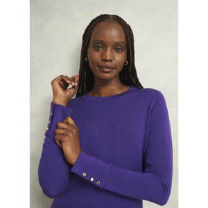 Hobbs London Purple Penny Merino Wool Crew Neck Knitted Jumper